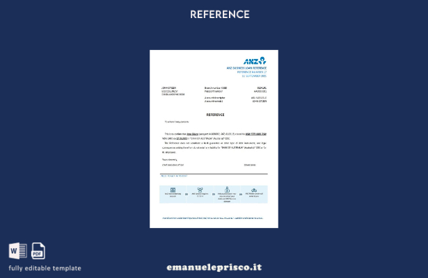 modello di riferimento per la chiusura bancaria Australia ANZ in stile verificat